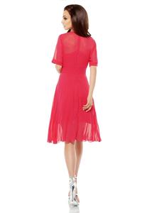 Raspberry Elegant Envelope Dress with Pleated Bottom