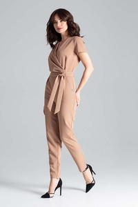 Brown Elegant Suit with Envelope Neckline