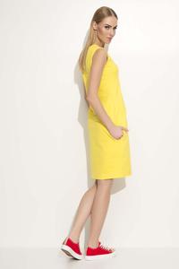 Yellow Casual Sleeveless Dress with Side Pockets