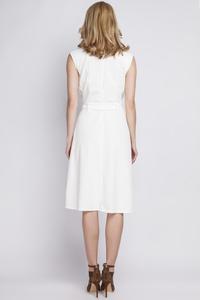 White Wrap Collar Midi Dress