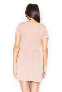 Pink Diamond Stitched Shift Dress with Rolled Up Cuffs