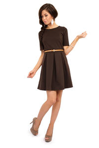 Brown Magnanimous Modern Belted Tea-length Dress