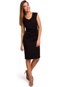 Black Fitted Sleeveless Dress with Draping Elements