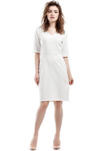 Ecru Soft Office Style Knee Length Dress