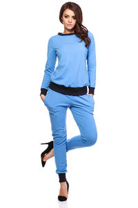 Blue Dynamic Sporty Sweatshirt Long-sleeve Blouse