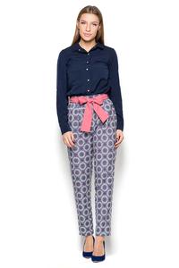 Patterned Cigarette Pants with a Bow