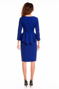 Blue Midi Dress with Peplum