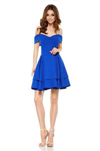 Blue Off Shoulders Party Dress - Flared