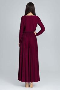 Maroon Long Sleeves Maxi Dress