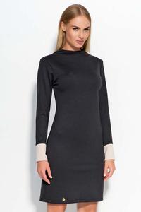 Black&Beige Simple Long Sleeved Dress