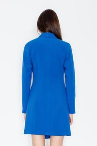 Blue Elegant Doublebreasted Smoking Style Dress