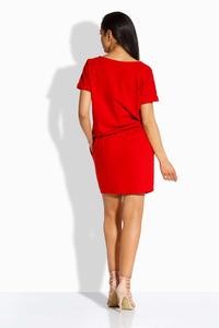 Red Elastic Waist Mini Dress