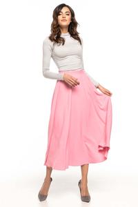 Pink Flared High Waist Skirt