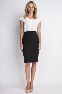 Black High Waist Knee Length Elegant Skirt