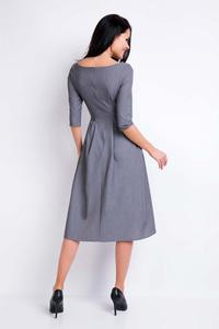 Gray Midi Formal Dress with Wide Bottom