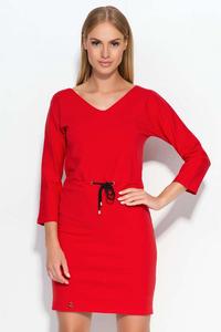 Red Wrap Waist Mini Casual Dress
