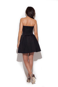Black Bandeau Dress with Pleated Skirt
