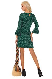 Mini Green Dress Dotted With Frills 