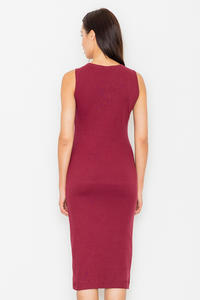 Maroon Bodycon Lace-up Midi Dress