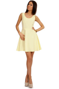 Yellow Round Neck Sleeveless Flippy Dress with Belt Loops