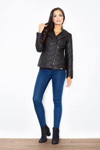 Black Short Light Padding Asymetrical Zip Jacket