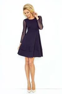Dark Blue Coctail Dress with Transparent Sleeves