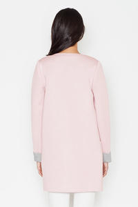 Pink Elegant Round Neck Short Coat