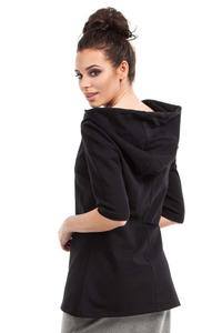 Black Long Hooded Blouse