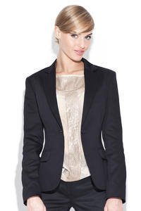 Petite Peak Collar Black Blazer with Single Button Fastening