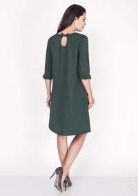 Green Mini Trapeze Dress with Charming Bows