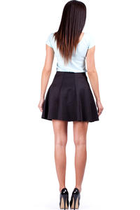 Black Flared Light Pleates Girlish Mini Skirt