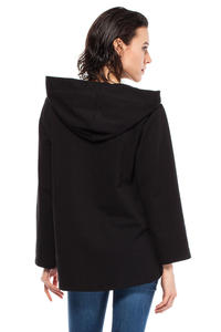 Black Oversized Hooded Sweatshirt with Contrast Kangaroo Pocket