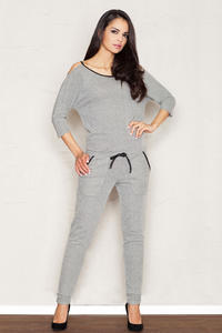 Grey Jumpsuit with Cut Out Shoulders