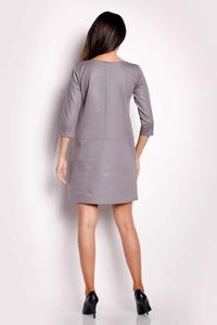 Grey Eco-Leather Flared Mini Dress