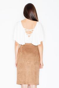 Brown Snaps Closure Pencil Skirt