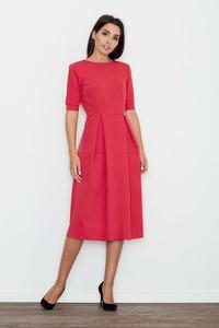 Red Elegant Short Sleeves Midi Dress