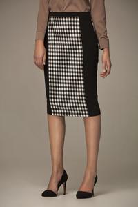 Black&White Plaid Front Pencil Skirt