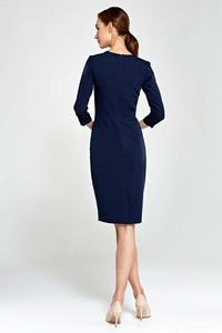 Dark Blue Classic Office Style Dress