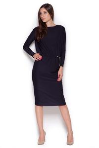 Black Back Slit Knee Length Shift Dress