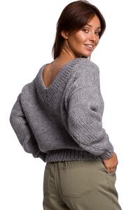 Classic Sweater with V-neck on the front and back - Gray