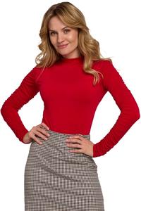 Red  Tourtleneck Drapped Sleeves Body