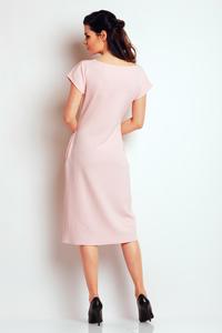 Light Pink Classic Belted Midi Dress