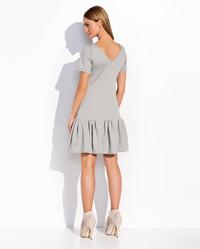 Grey Casual Style Short Sleeves Dress with Frilled Bottom Part