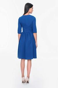 Blue Office Style Flared Dress