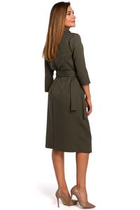 Khaki Fitted Envelope Dress Fied on the Side
