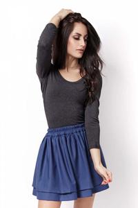Blue Elastic Waist Firlled Mini Skirt