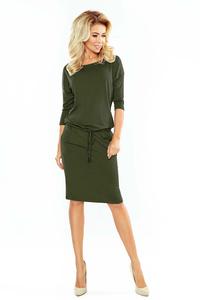 Khaki  Casual Style Drawstring Waist Dress