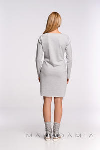 Light Grey Asymmetrical Casual Dress with Contrasting Pocket