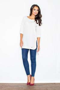 Ecru Simple Office Style Long Blouse-Tunic