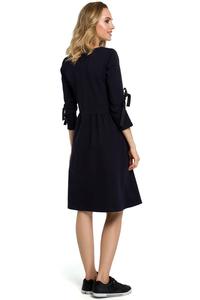 Navy Classic Dress With Stripe and Bow